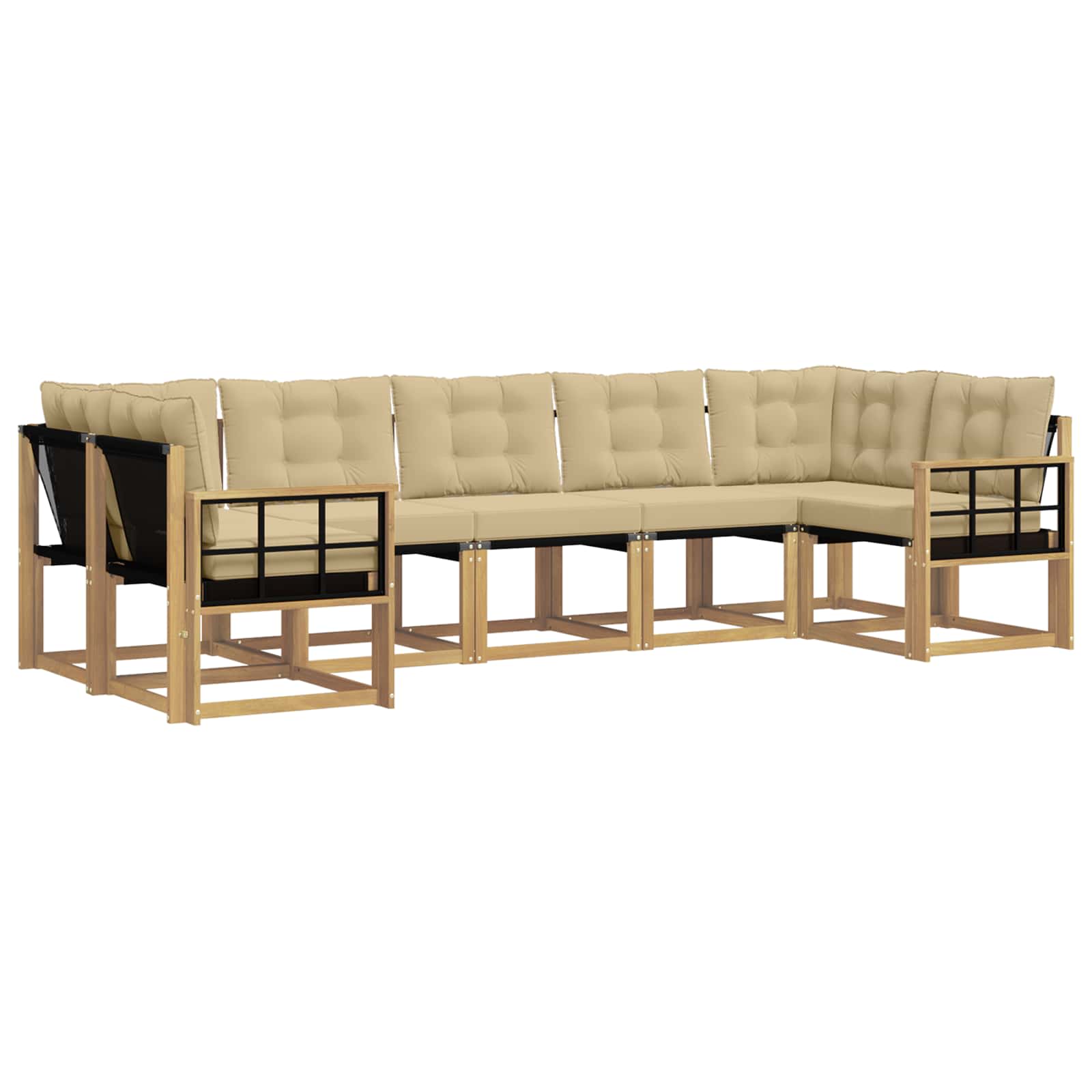 vidaXL Buiten bankenset 7 st 7-zits Wit en Beige, foto 3