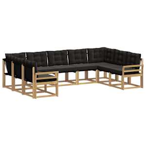 Venkovní pohovková souprava s polštářem 9 pcs Bílá a černá - obrázek 2