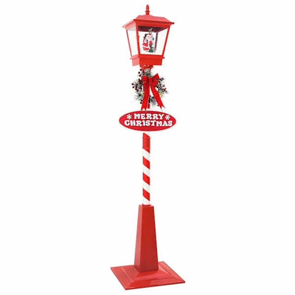 vidaXL J&otilde;ulut&auml;nava lamp lanterniga Punane 40,5x40,5x180cm Plastmass