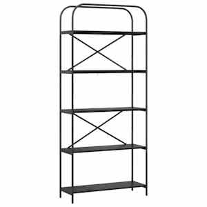 vidaXL Raamatukapp 5 tasandit 80 x 30 x 183 cm Tehispuit Must tamm