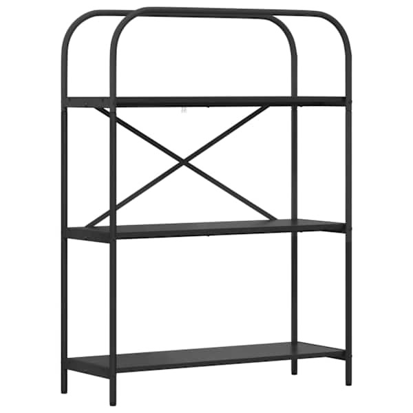 vidaXL Raamatukapp 3 tasandit 80 x 30 x 109 cm Tehispuit Must tamm