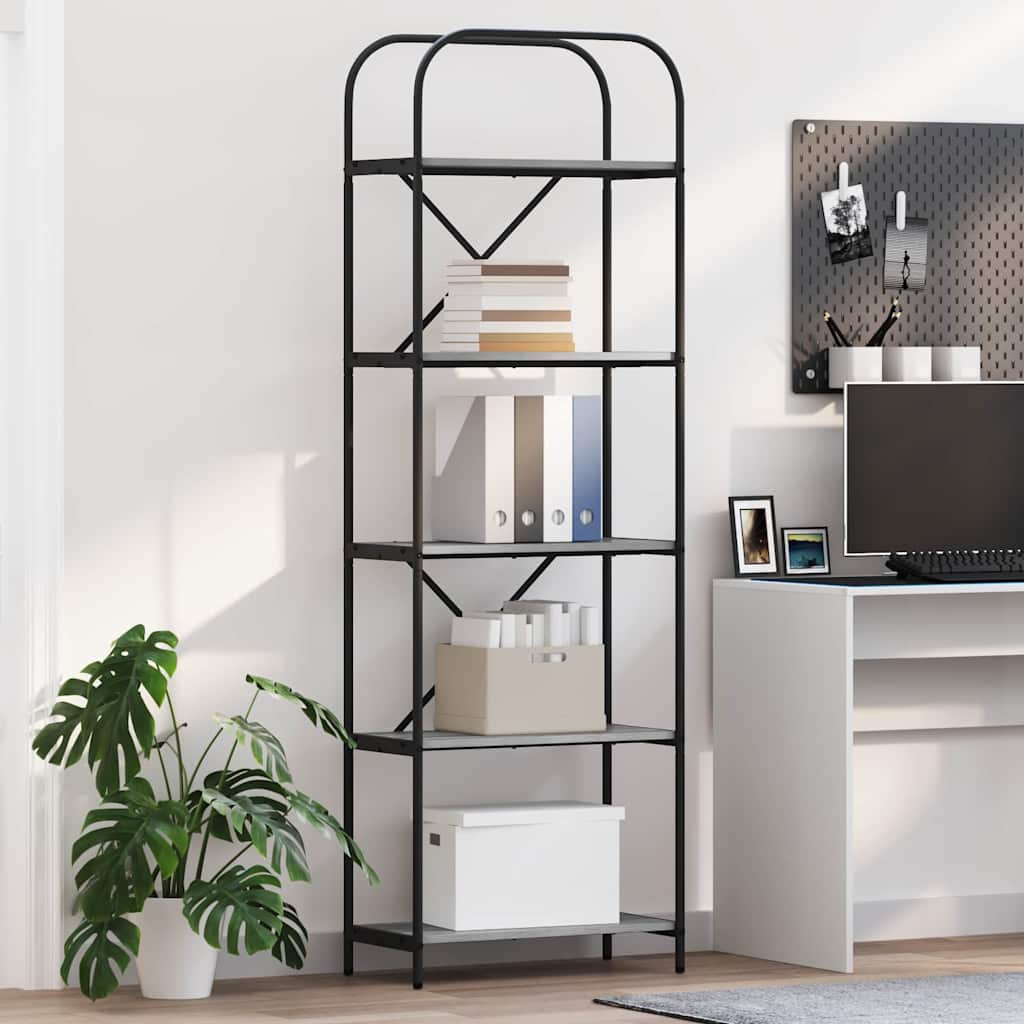 vidaXL Raft pentru cărți sonoma gri 60 x 30 x 183 cm Lemn compozit