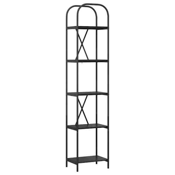 vidaXL Raamatukapp 5 tasandit 40 x 30 x 183 cm Tehispuit Must tamm