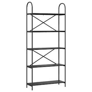 vidaXL Raamatukapp 5 tasandit 80 x 30 x 183 cm Tehispuit Must tamm