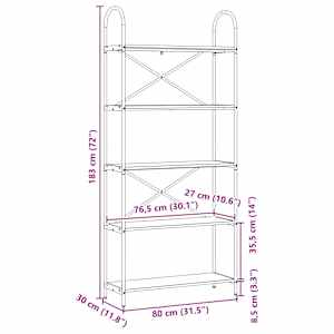 Knihovna Sonoma dub 80 x 30 x 183 cm Kompozitní dřevo - obrázek 12