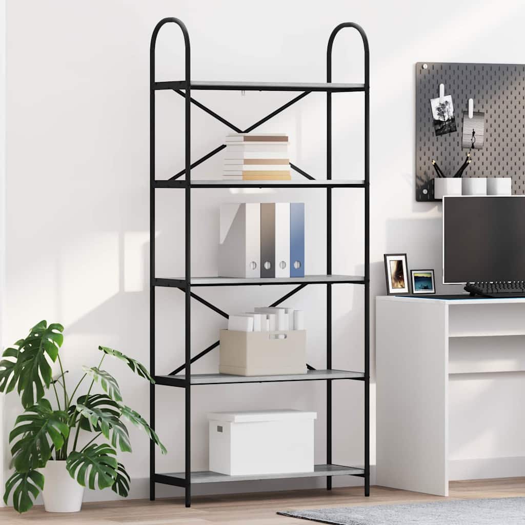 vidaXL Raft pentru cărți sonoma gri 80 x 30 x 183 cm Lemn compozit