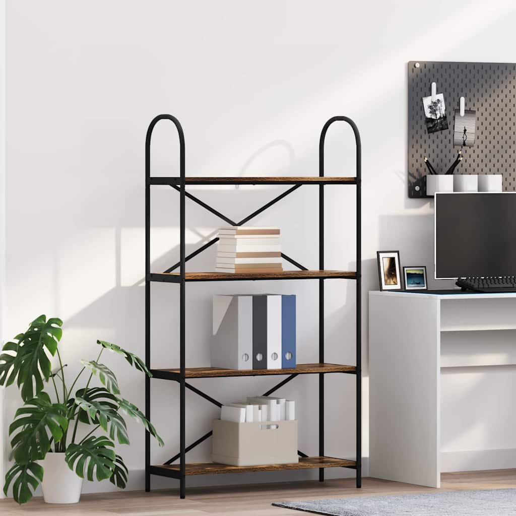 vidaXL Raft pentru cărți Stejar afumat 80 x 30 x 146 cm Lemn compozit