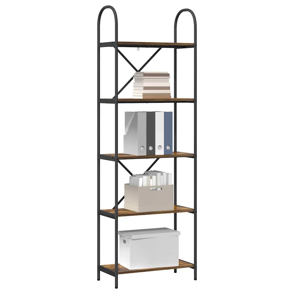 vidaXL Boekenkast Gerookt eiken 60 x 30 x 183 cm Bewerkt hout