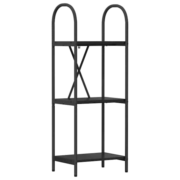 vidaXL Raamatukapp 3 tasandit 40 x 30 x 109 cm Tehispuit Must tamm