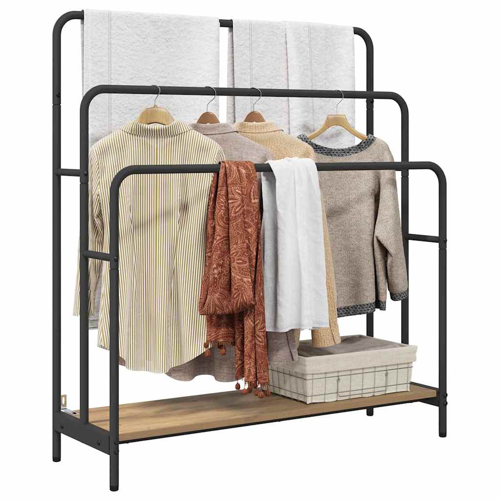 vidaXL Kledingrek met plank artisanaal eikenkleurig 90 x 30 x 100,5 cm