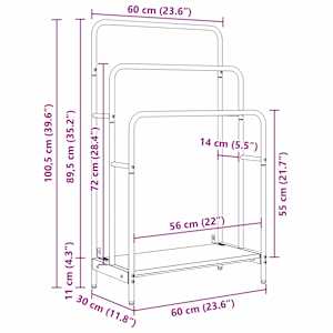 Stojan na oblečení s policí Kouřový dub 60 x 30 x 100,5 cm - obrázek 12