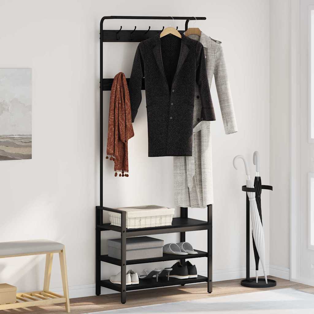 vidaXL Răcător de paltoane Stejar negru 75 x 34 x 184 cm Lemn compozit