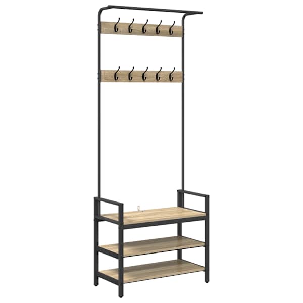 vidaXL Riidepuu riiuliga Sonoma tamm 75 x 34 x 184 cm Tehispuit