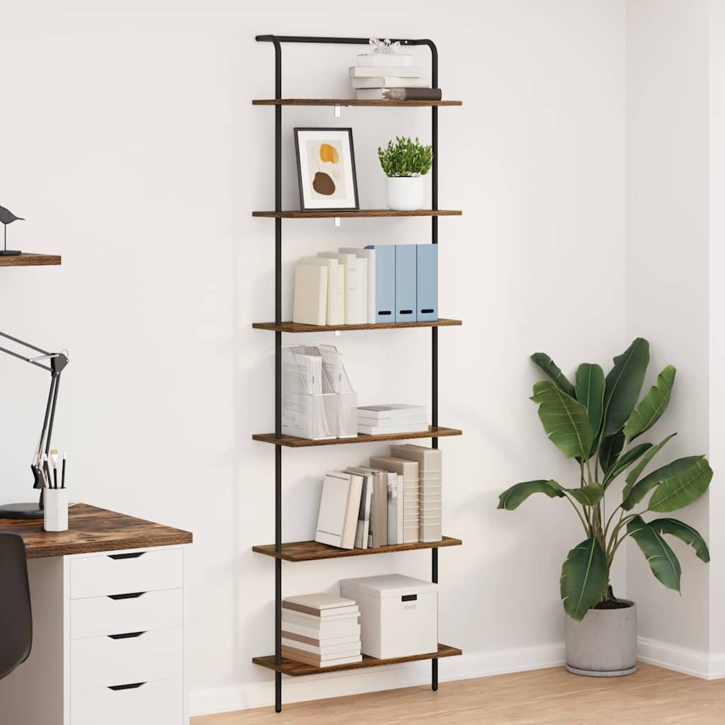 vidaXL Raft pentru cărți Stejar afumat 60 x 24 x 203 cm Lemn compozit