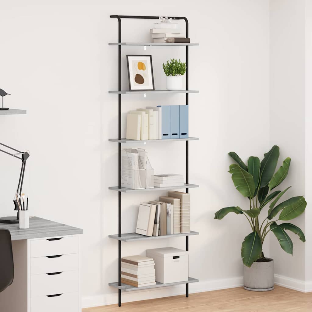 vidaXL Raft pentru cărți sonoma gri 60 x 24 x 203 cm Lemn compozit
