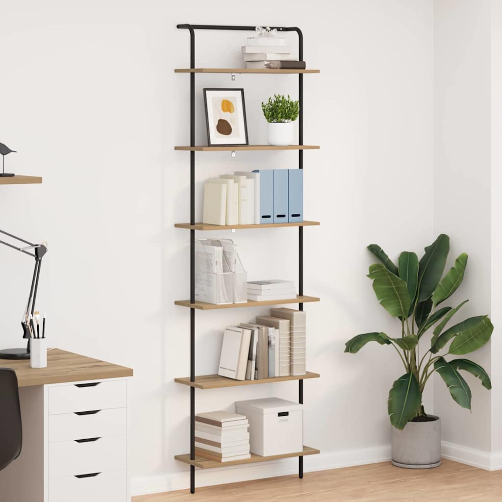 vidaXL Raft pentru cărți stejar artizanal 60 x 24 x 203 cm