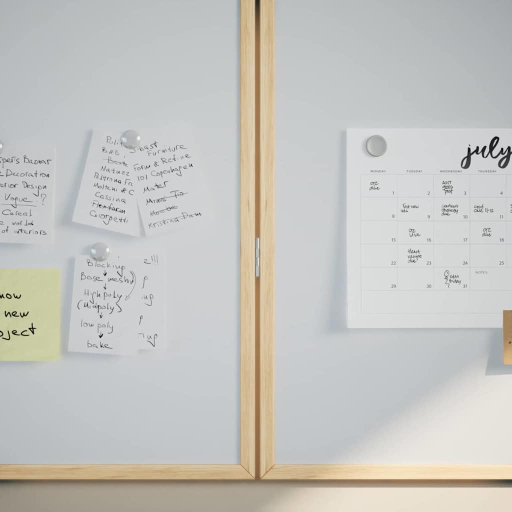 Mágneses fehértábla Fehér 80 x 1.4 x 80 cm Tömör fenyőfa 