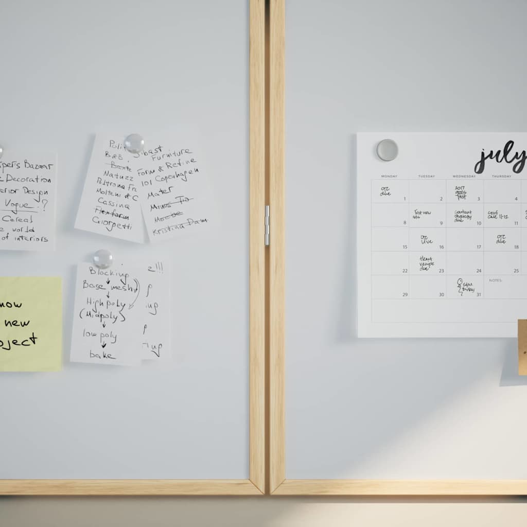 Mágneses fehértábla Fehér 100 x 1.4 x 100 cm Tömör fenyőfa 