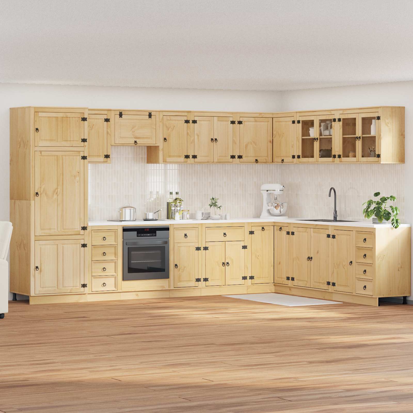 vidaXL Schrank mit Regal SKI 14 pcs Honigbraun Massives Kiefernholz