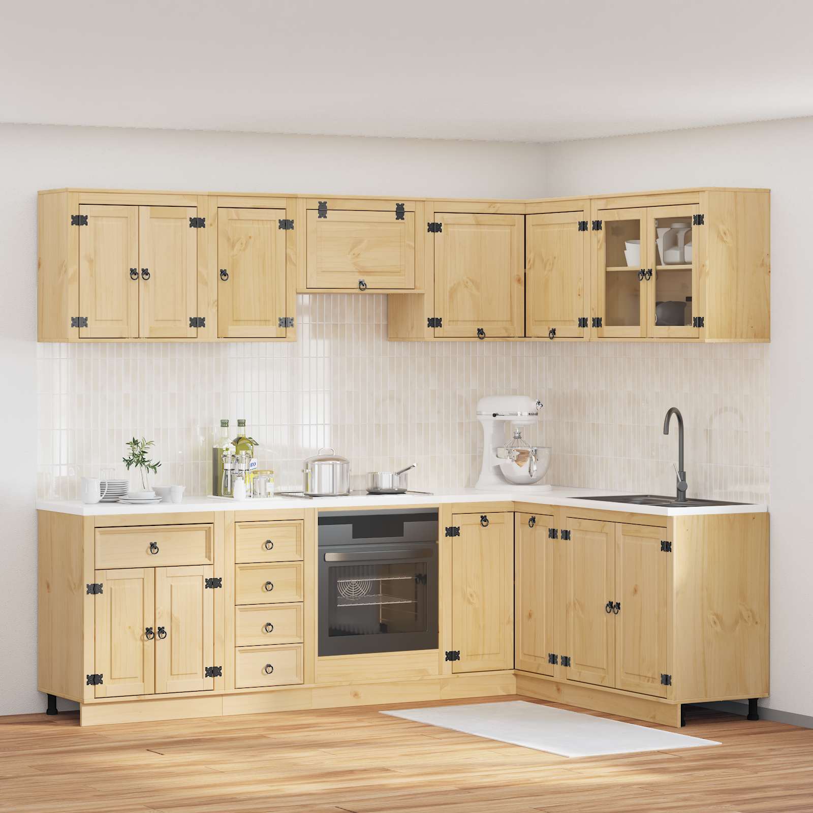 vidaXL Schrank mit Schubladen 10 pcs Honig Massives Kiefernholz