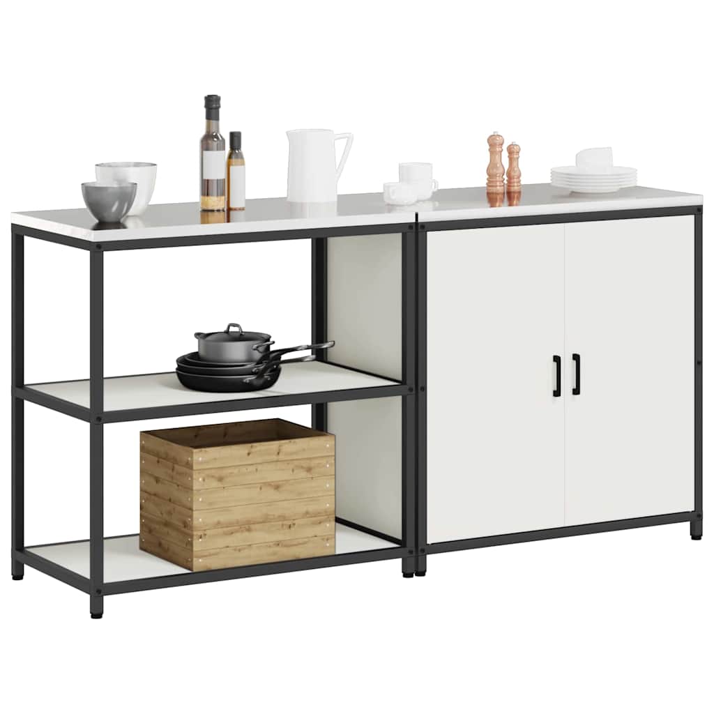 vidaXL Keukenopslag set 2 pcs Wit 180 x 50 x 92 cm Koudgewalst staal