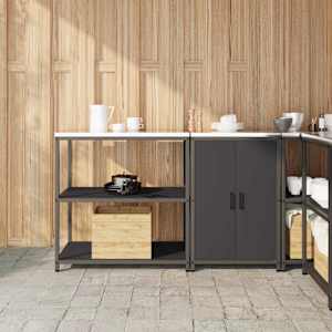 Kuhinjski set za shranjevanje z vrati 2 pcs Črna Mlinjeni jeklo