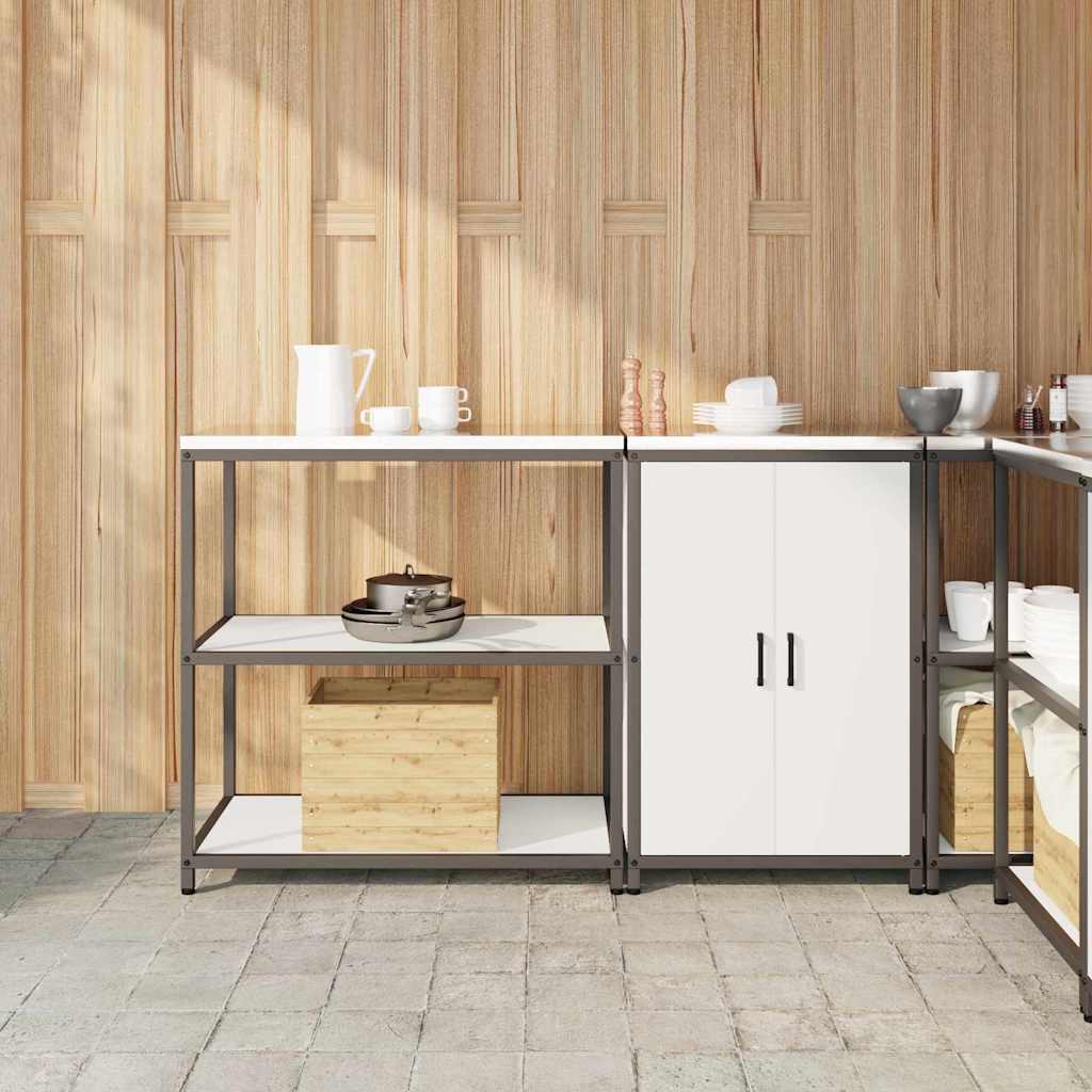 Køkkenopbevaringssæt med hylde med opbevaring med dør Indstillelig 2 pcs Hvid 150 x 50 x 92 cm
