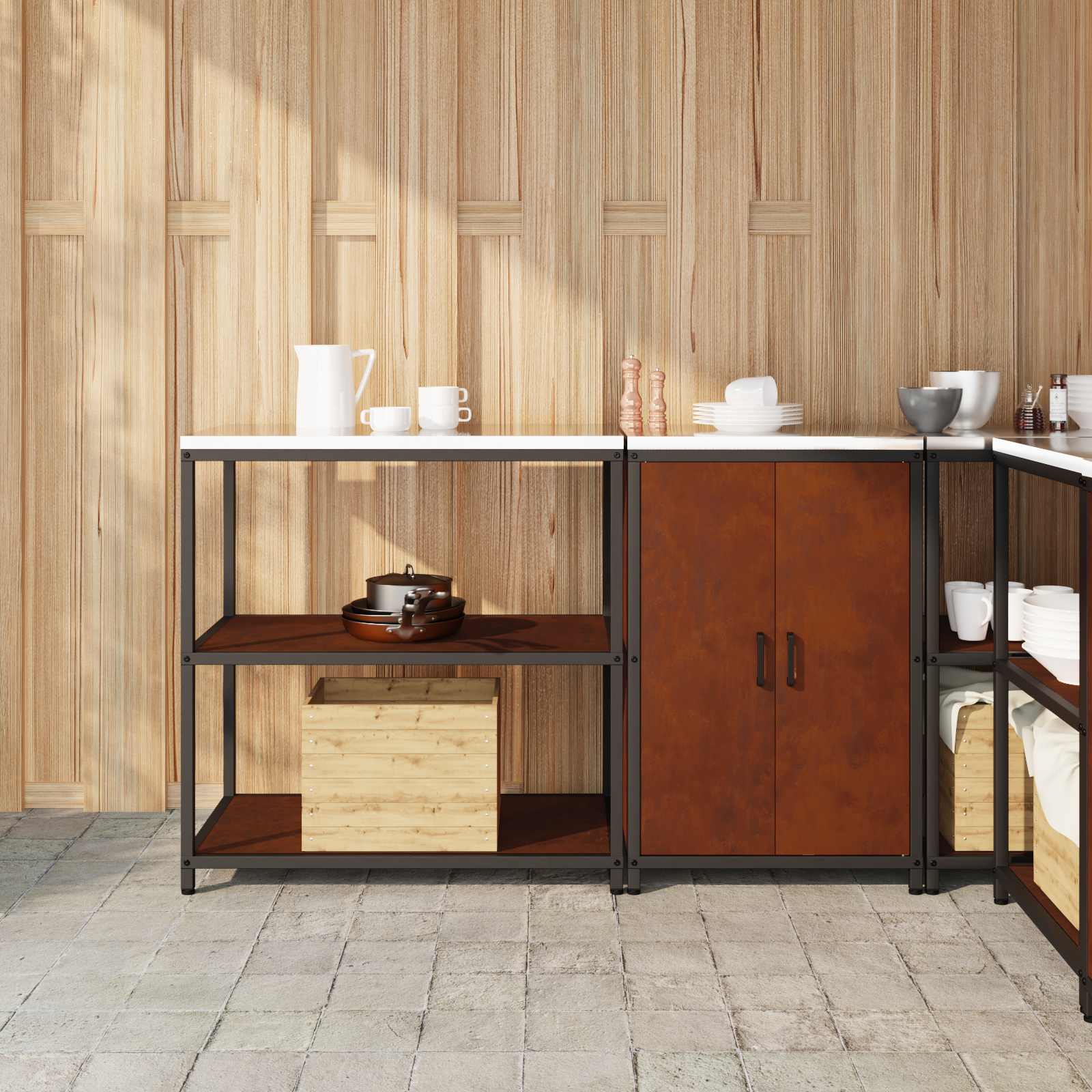 vidaXL Aufbewahrungsset für die Küche 2 pcs Rostig Wetterfeststahl