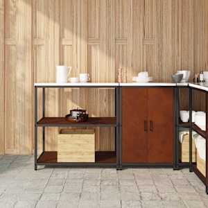 Kuhinjski set za shranjevanje s polico z vrati 2 pcs Rjav