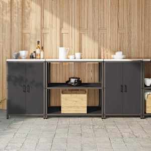 Kuhinjski set za shranjevanje z vrati 3 pcs Črna Mlinjeni jeklo