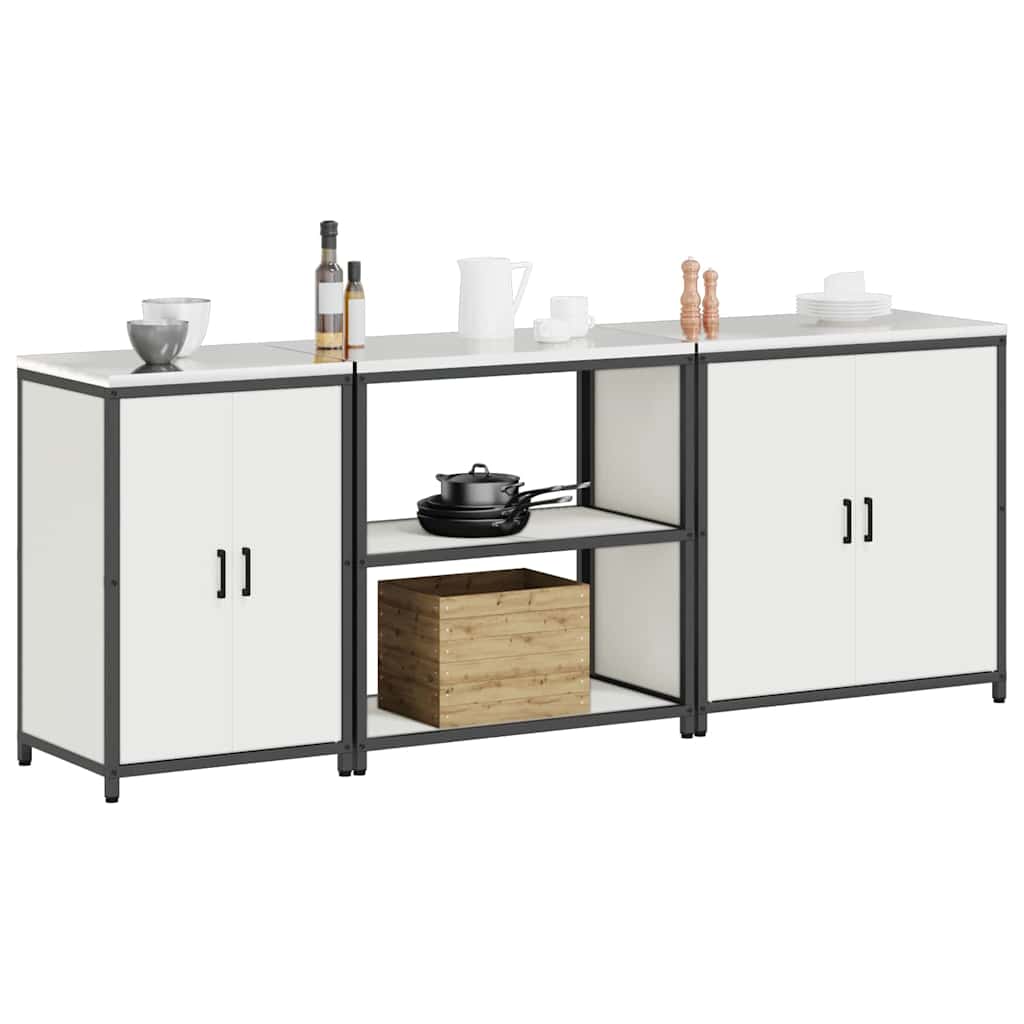 vidaXL Keuken Opslag Set 3 pcs Wit 210 x 50 x 92 cm Koudgewalst staal