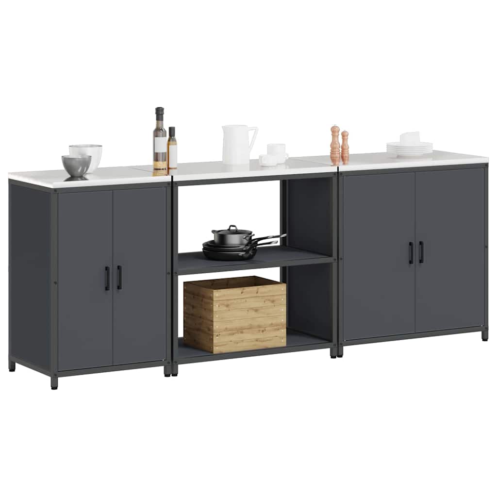 vidaXL Keuken Opslag Set met plank Anders met opslag met de deur 3 pcs Antraciet 210 x 50 x 92 cm