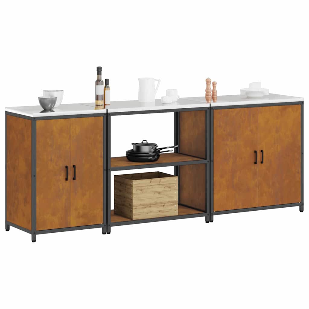 vidaXL Keuken Opslag Set 3 pcs Roestig 210 x 50 x 92 cm Cortenstaal