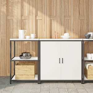 Kuhinjski set za shranjevanje z vrati 2 pcs Bela Mlinjeni jeklo