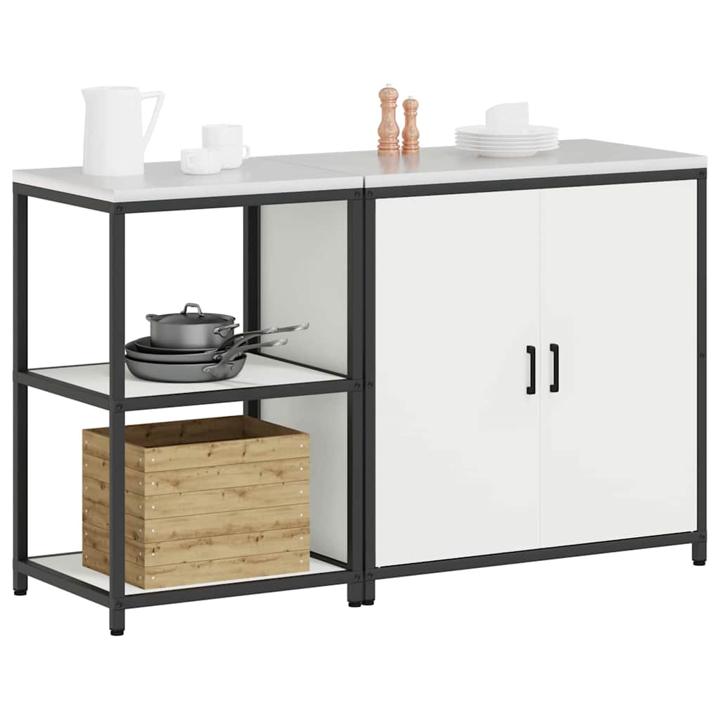 vidaXL Keukenopslag set 2 pcs Wit 150 x 50 x 92 cm Koudgewalst staal