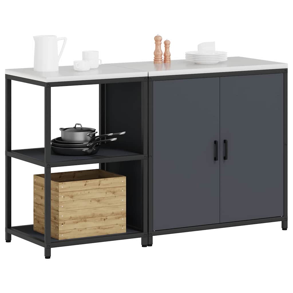 vidaXL Keukenopslag set met plank met opslag met de deur Verstelbaar 2 pcs Antraciet 150 x 50 x 92 cm