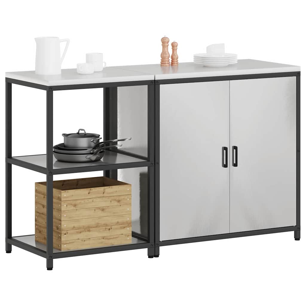 vidaXL Keukenopslag set 2 pcs Zilver 150 x 50 x 92 cm Roestvrij staal