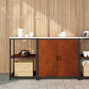 Kuhinjski set za shranjevanje s polico z vrati 2 pcs Rjav