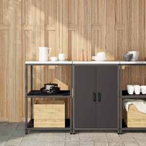 Kuhinjski set za shranjevanje z vrati 2 pcs Črna Mlinjeni jeklo