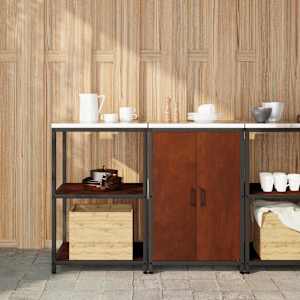 Kuhinjski set za shranjevanje s polico z vrati 2 pcs Rjav