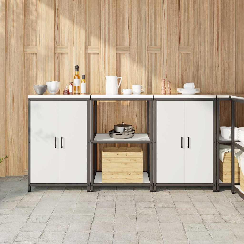 Køkkenopbevaringssæt med hylde med opbevaring med dør 3 pcs Hvid 180 x 50 x 92 cm