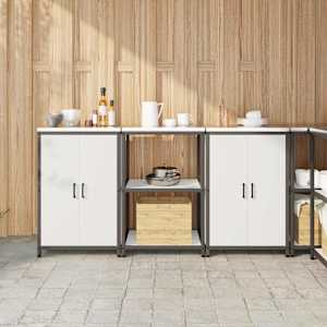 Kuhinjski set za shranjevanje z vrati 3 pcs Bela Mlinjeni jeklo