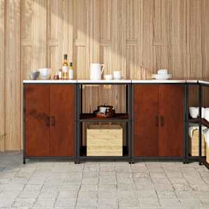 Kuhinjski set za shranjevanje s polico z vrati 3 pcs Rjav