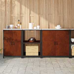 Kuhinjski set za shranjevanje s polico z vrati 3 pcs Rjav