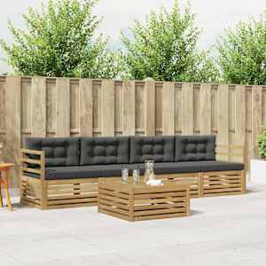 Zunanja garnitura za sedenje z blazino 5 pcs Bela in antracit