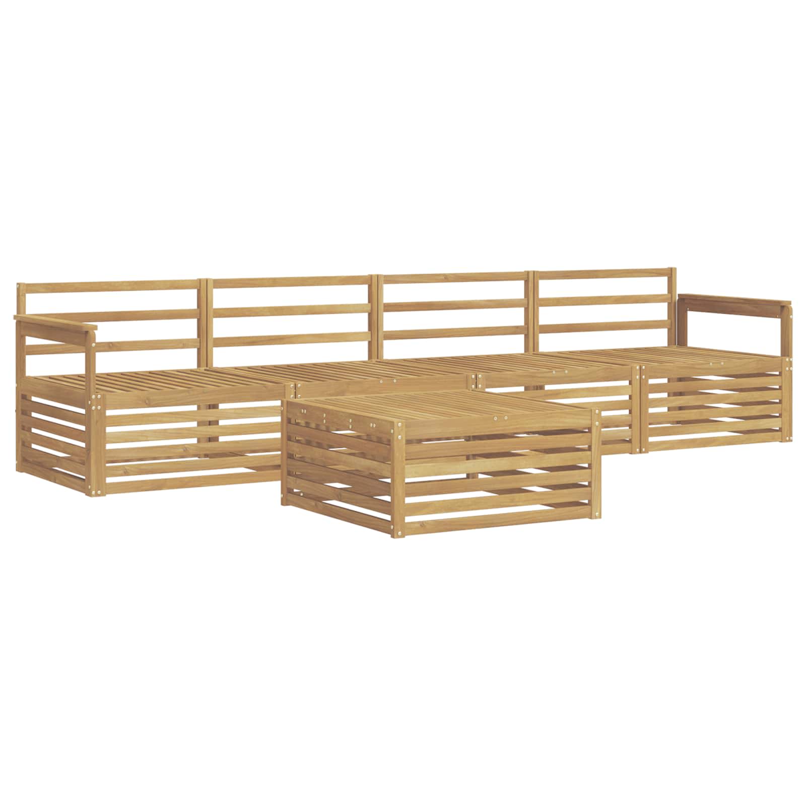 Buiten bankenset 5 pcs Wit Massief Acaciahout image 2