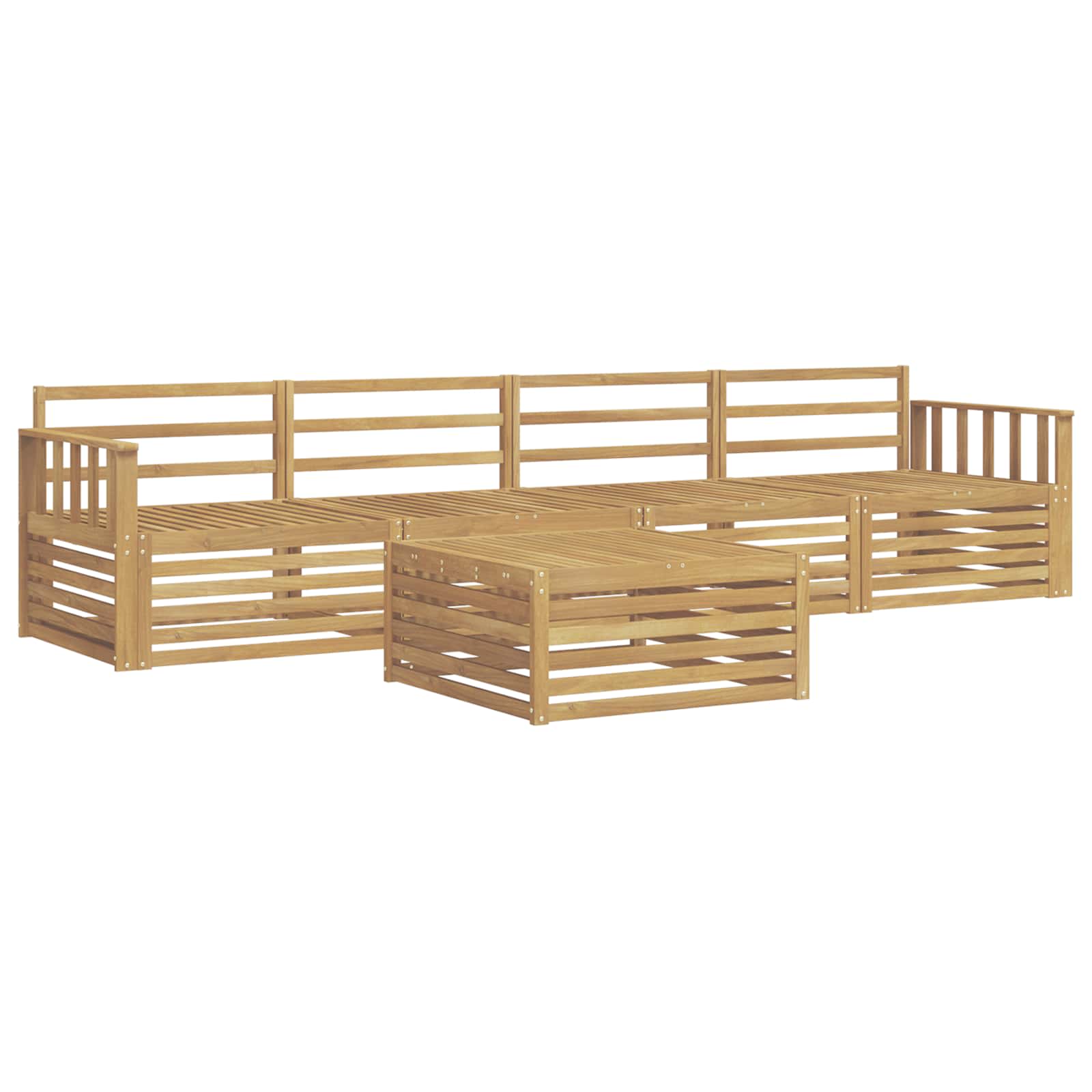 Buiten bankenset 5 pcs Wit Massief Acaciahout image 2
