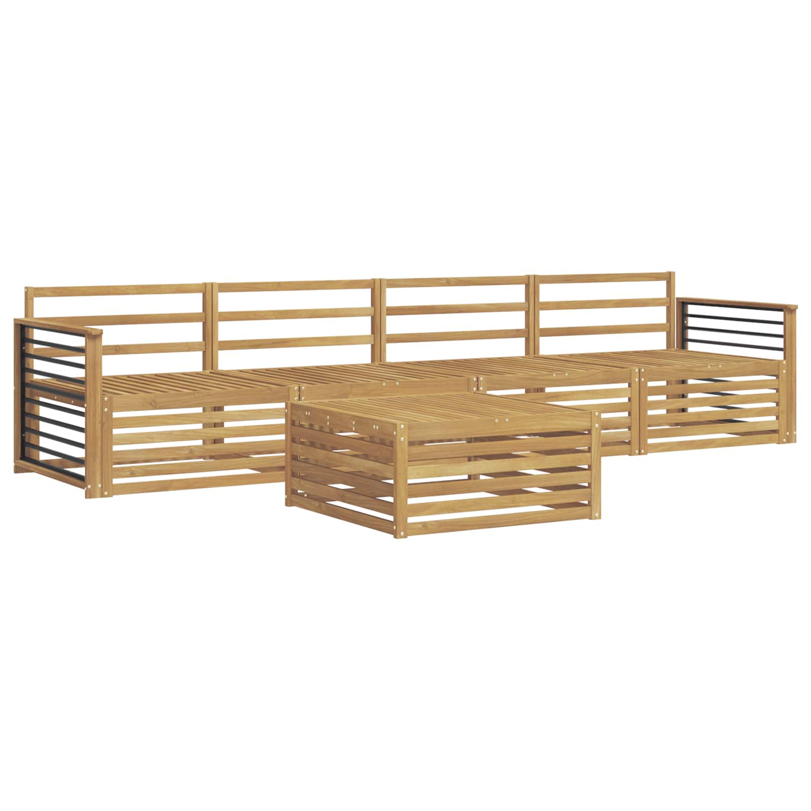 Buiten bankenset 5 pcs Wit Massief Acaciahout image 2