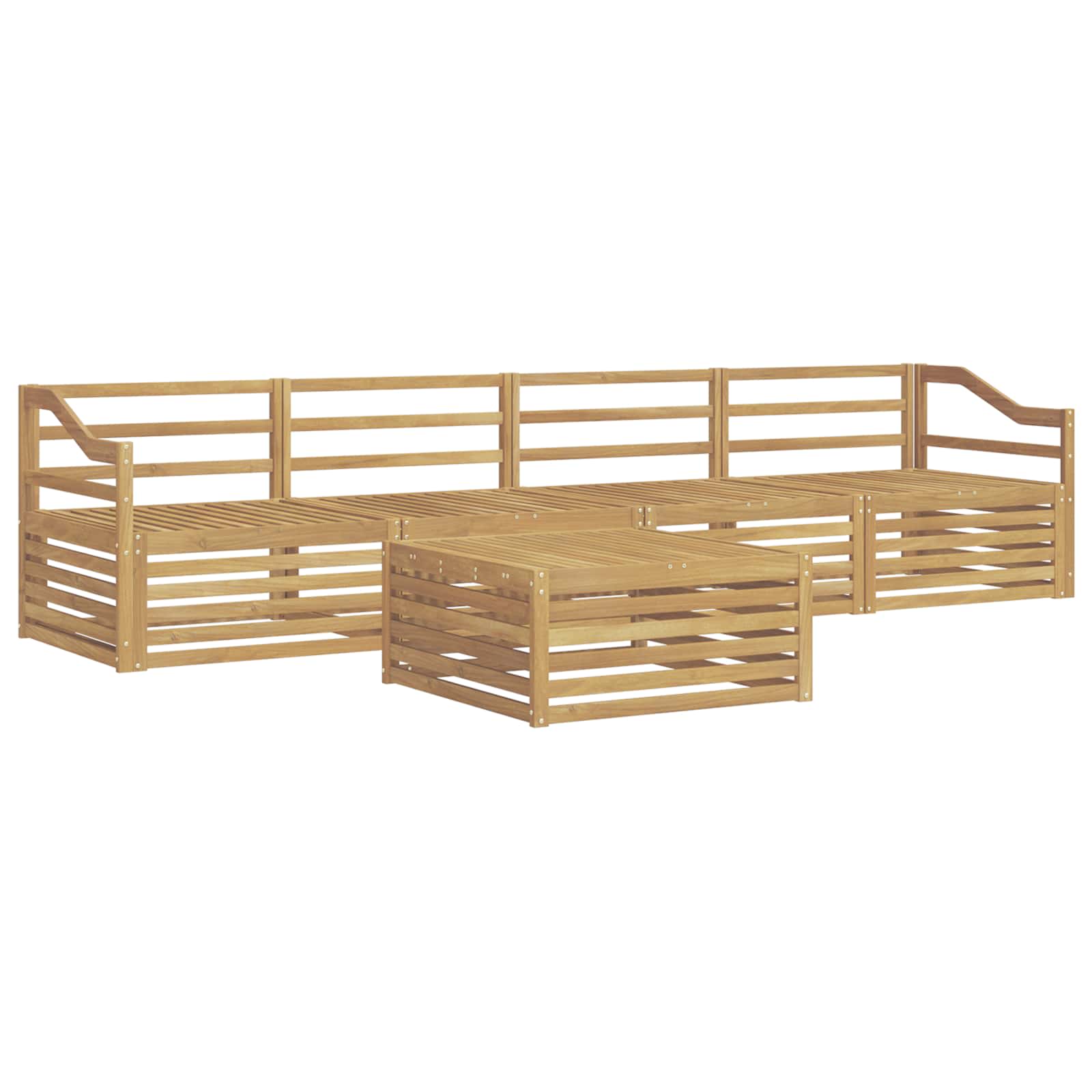 Buiten bankenset 5 pcs Wit Massief Acaciahout image 2