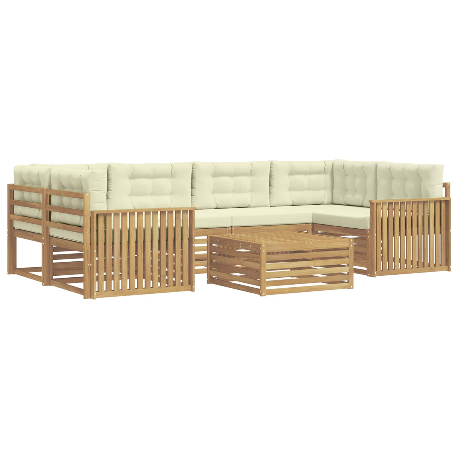 Zunanja garnitura za sedenje 7 pcs Bela in krem - slika 2
